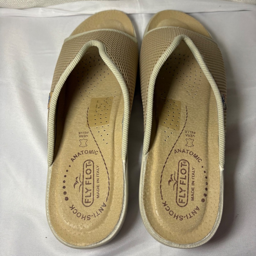 Fly Flot Tan Mesh Anatomic Anti-Shock Slide Sandals Made in Italy Womens 40 - Picture 7 of 9